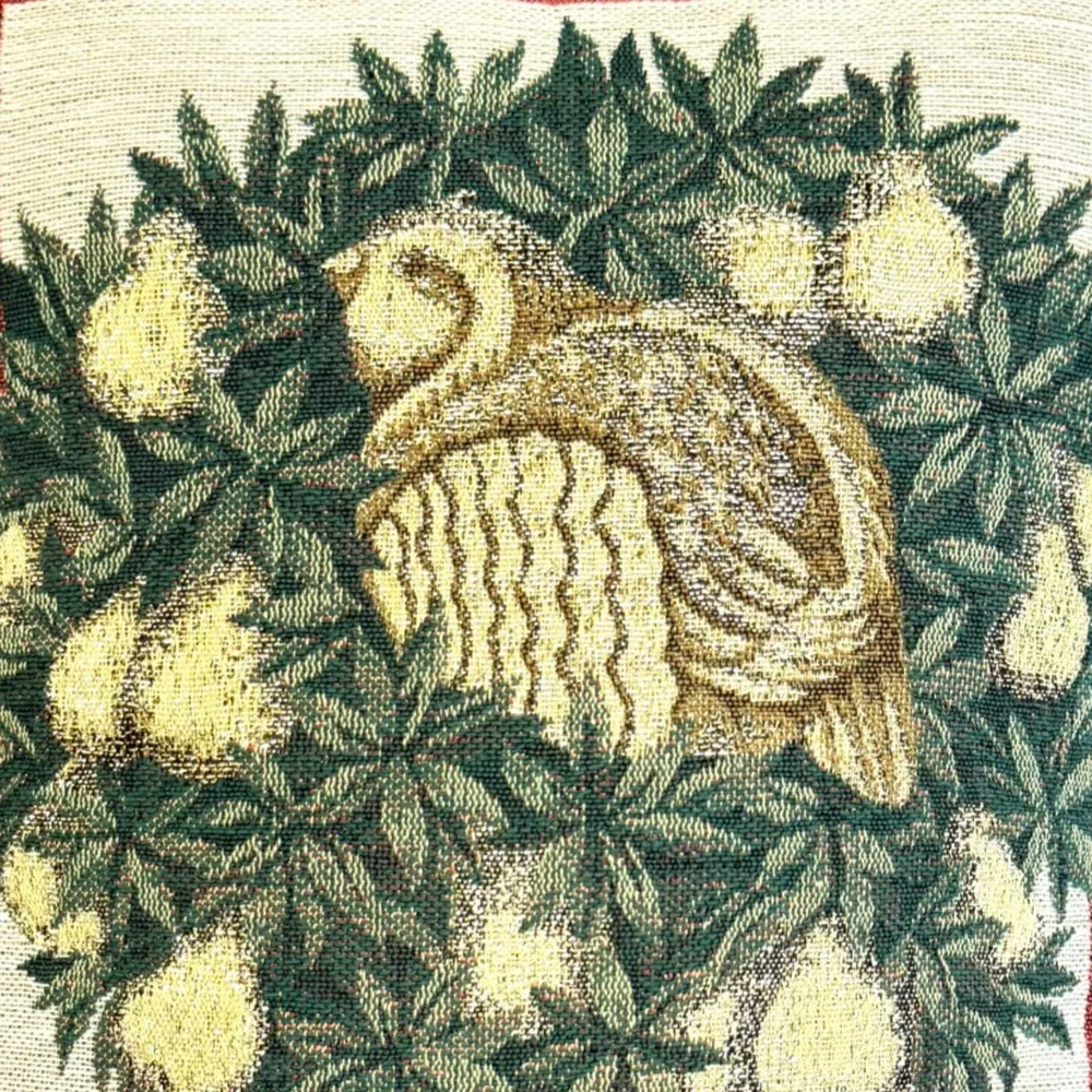 Vintage Christmas Tapestry Pillow Partridge In Pear Tree Riverdale Fraser 11×16